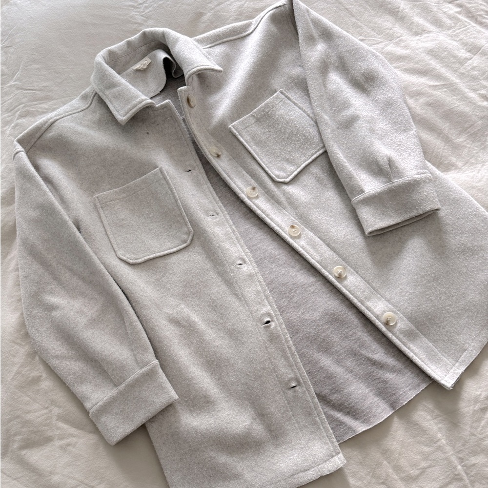 Grey button up layering coat